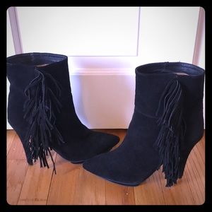 Suede Stiletto fringe bootie